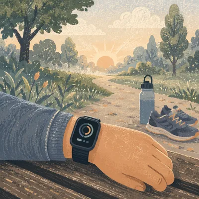 Smartwatch on Wrist During Morning Run