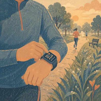 Morning Run Fitness Tracker on Wrist