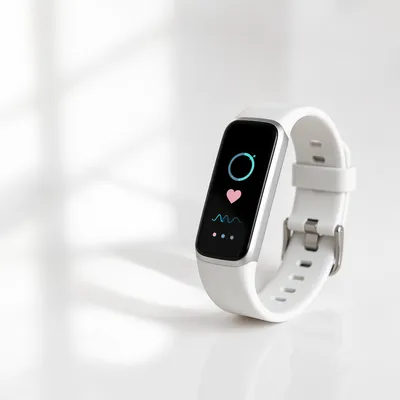 Minimal White Fitness Tracker on Wristband Loop