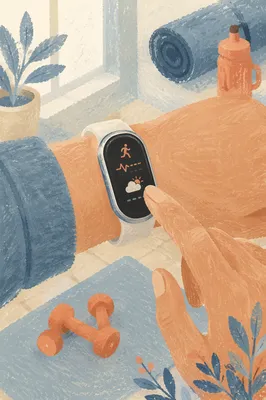 Fitness Tracker Tapped During Wellness Exercise Routine