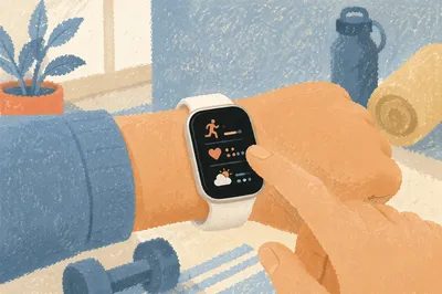 Smartwatch Fitness Tracker During Wellness Routine