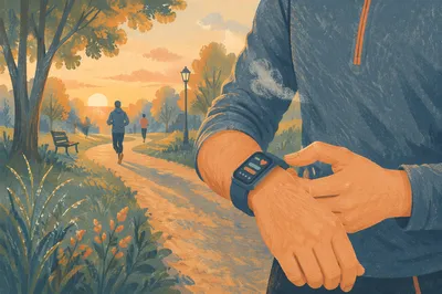 Morning Run with Fitness Tracker Watch