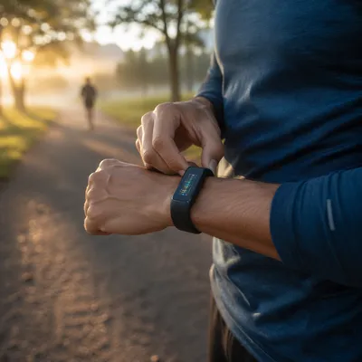 Smartwatch Fitness Tracker During Morning Run