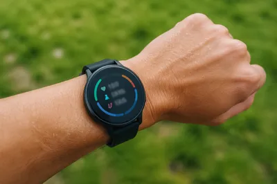 Fitness Smartwatch on Wrist During Outdoor Exercise