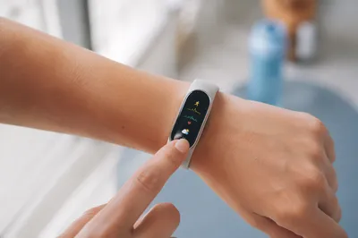 Fitness Tracker Smartwatch During Wellness Routine