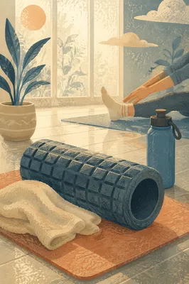 Foam Roller Recovery on Gym Floor