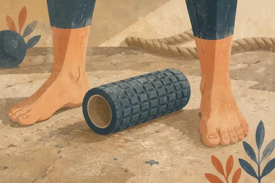 Foam Roller Recovery on Worn Gym Floor