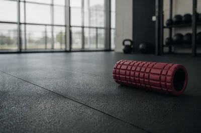 Burgundy Foam Roller on Gym Floor