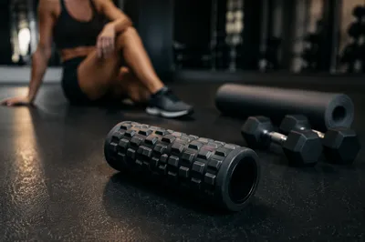 Foam Roller on Dark Gym Floor
