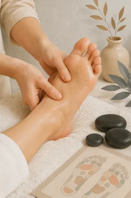 Foot Reflexology Massage with Basalt Stones