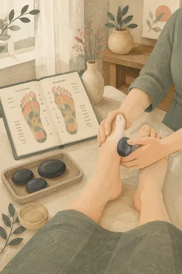 Calm Foot Reflexology Stones Spa Scene