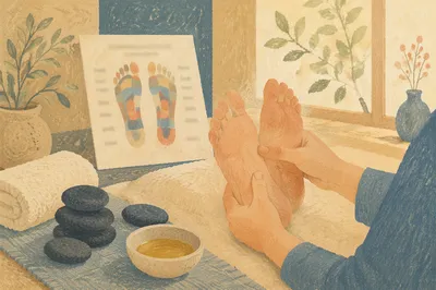 Relaxing Foot Reflexology Spa Stones Scene