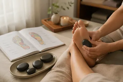 Foot Reflexology Chart with Warm Massage Stones