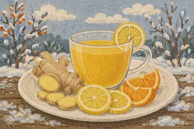 Turmeric Ginger Lemon Tonic in Winter