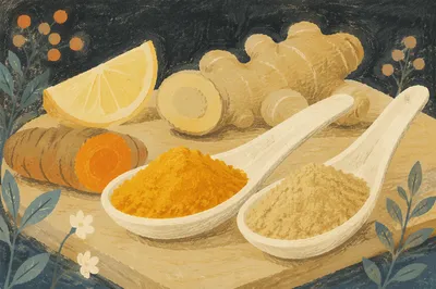 Fresh Turmeric Ginger Lemon Wellness Ingredients