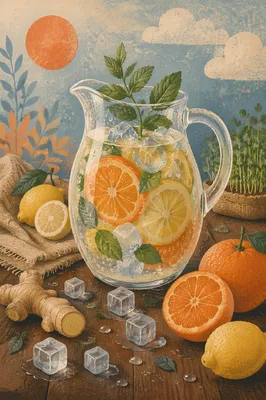Citrus Mint Infused Water Wellness Still Life