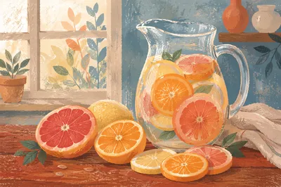 Refreshing Citrus Infused Water Pitcher Scene