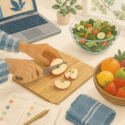 Healthy Kitchen Meal Prep with Fresh Fruit