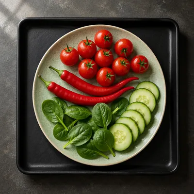 Healthy Green Salad Preparation Overhead