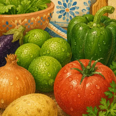 Vibrant Green Salad Ingredients on Kitchen Counter