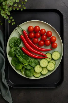 Fresh Green Salad Preparation Overhead