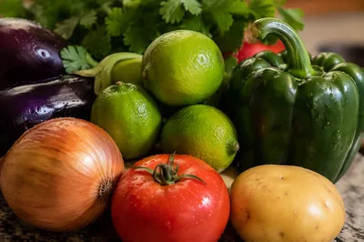 Fresh Green Salad Ingredients in Kitchen
