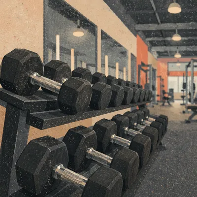 Organized Dumbbells in Modern Fitness Center