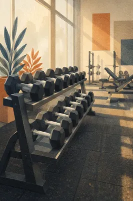 Organized Dumbbells in Modern Fitness Center