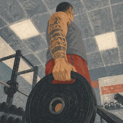 Focused Weightlifting Strength in Modern Gym