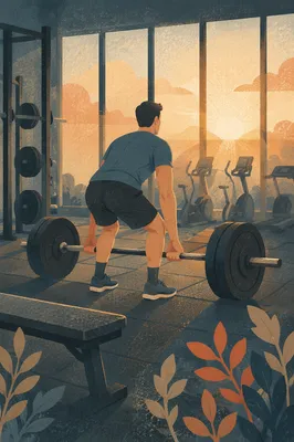 Focused Barbell Deadlift at Sunrise Gym