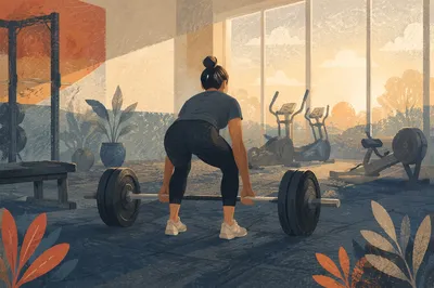 Focused Barbell Deadlift in Morning Gym