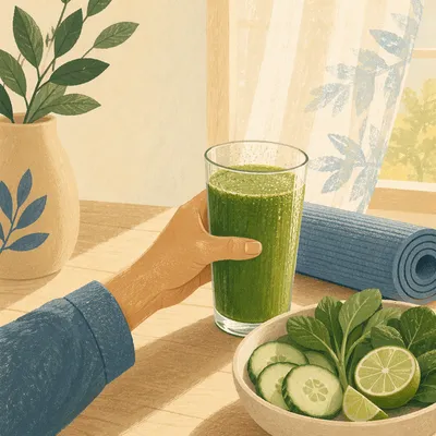Hand Holding Fresh Green Juice