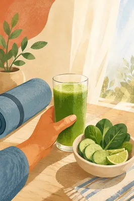 Hand Holding Fresh Green Juice