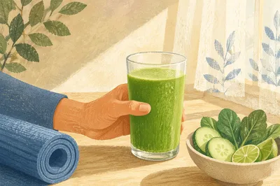 Hand Holding Fresh Green Juice