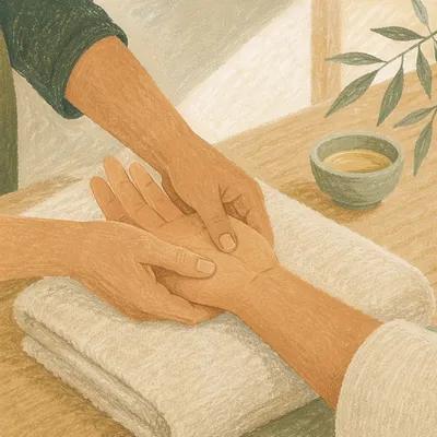 Calming Hand Massage Therapy Close Up