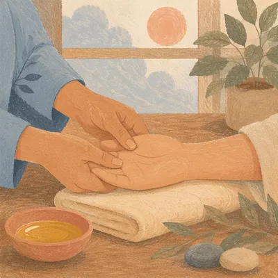 Calming Hand Massage Therapy Close Up