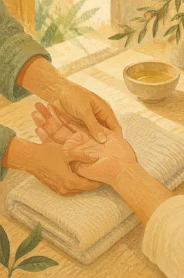 Calming Hand Massage Therapy Close Up
