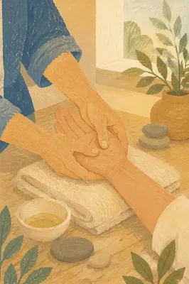 Calming Hand Massage Therapy Close-Up
