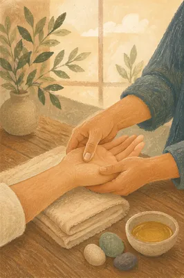 Calming Hand Massage in Serene Wellness Studio