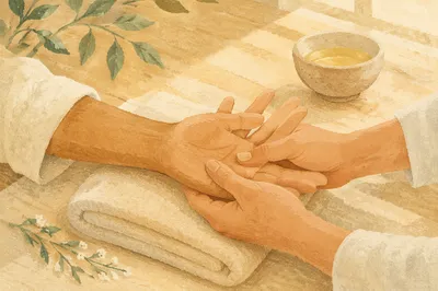 Close-Up Hand Massage Therapy Relaxation Scene