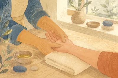 Calming Hand Massage Therapy Close Up
