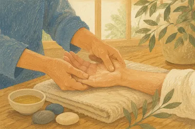 Calming Hand Massage Therapy Close Up