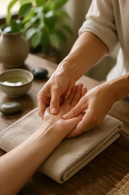 Calming Hand Massage Therapy Close Up