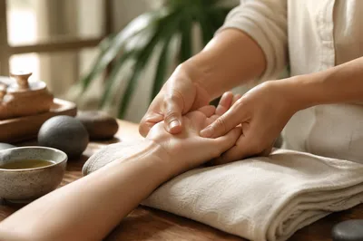 Calming Hand Massage Therapy Close Up