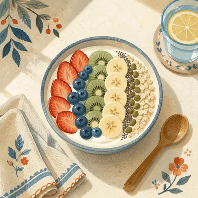 Fresh Breakfast Bowl with Fruits and Seeds