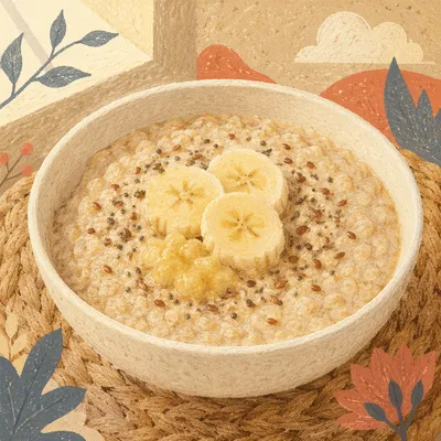 Healthy Oatmeal Bowl with Banana Seeds