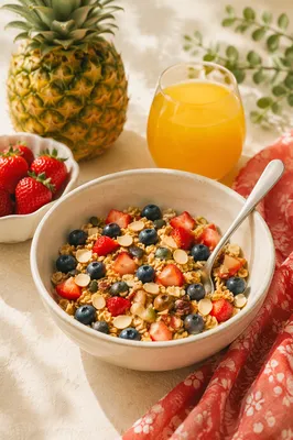 Healthy Fruit Granola Breakfast Bowl