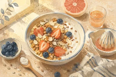 Healthy Yogurt Breakfast Bowl with Fresh Fruits