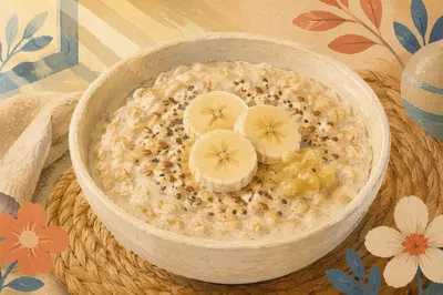 Healthy Oatmeal Bowl with Banana Slices