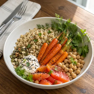 Healthy Buddha Bowl with Grains and Vegetables